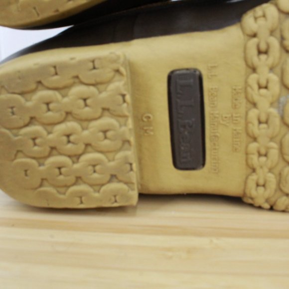 LL Bean Unlined Brown Leather Lace-up Rubber Duck Boots Size 7 M - Picture 8 of 9